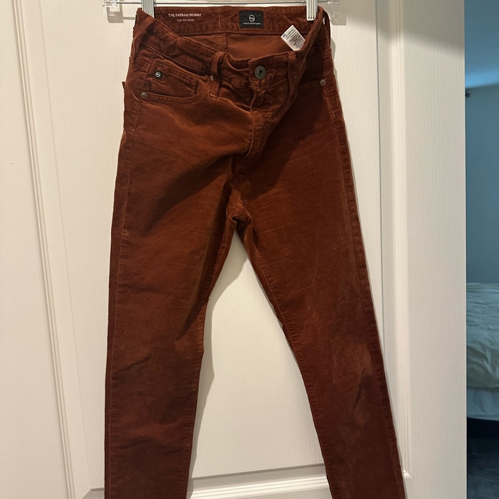 AG Adriano Goldschmied Farrah Skinny Jeans in Warm Brown Velvet
